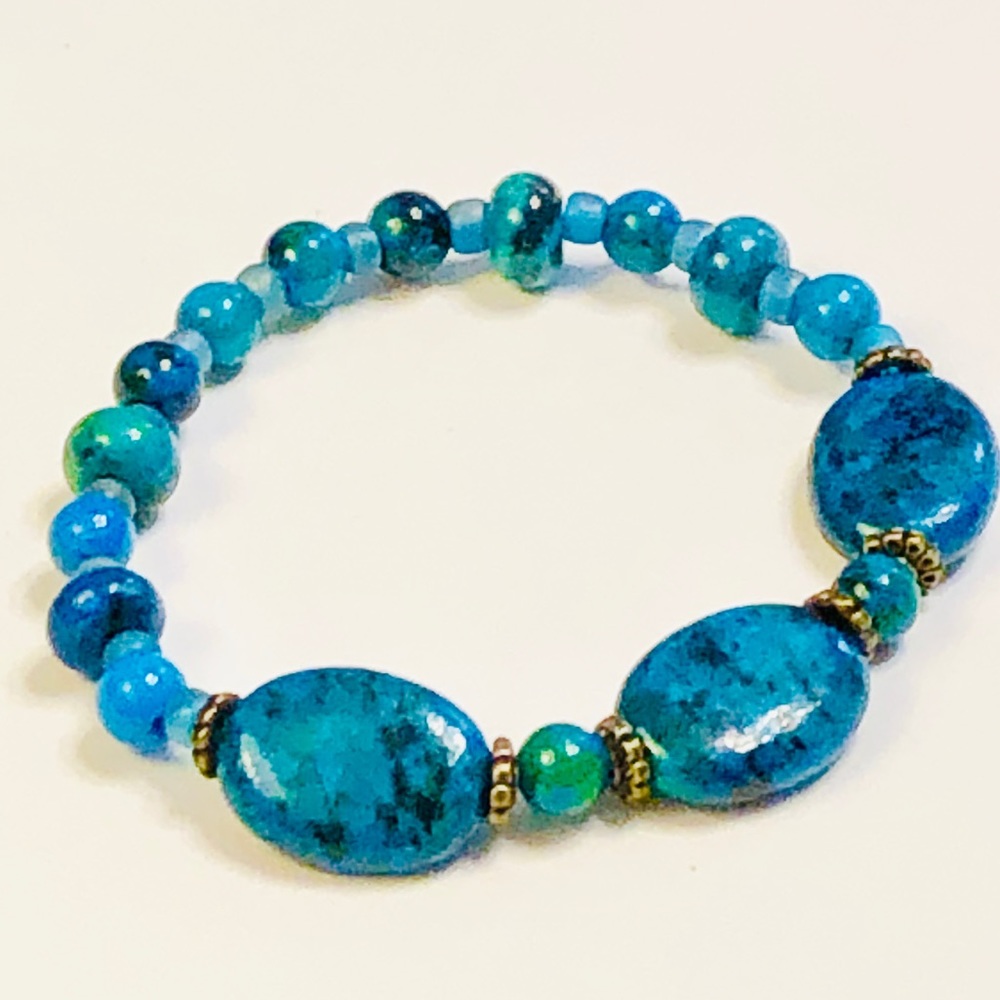 Beautiful Chrysocolla Turquoise Teal Bracelet